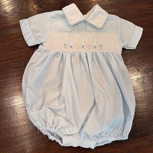 House of Hatten smocked  Easter bunny boys romper